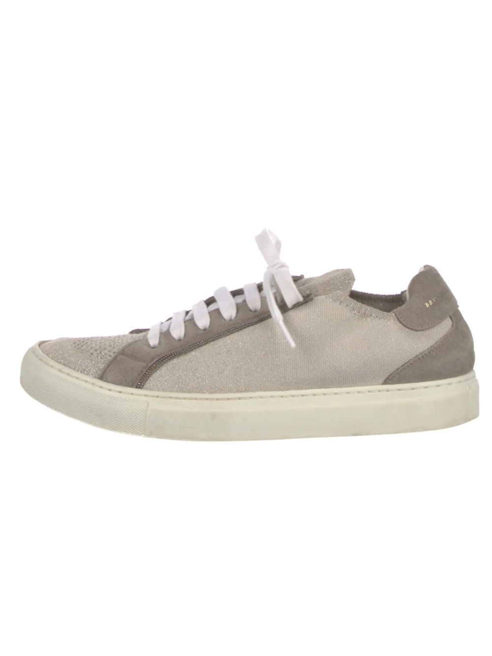 Brunello Cucinelli metallic knit and suede low-top sneakers